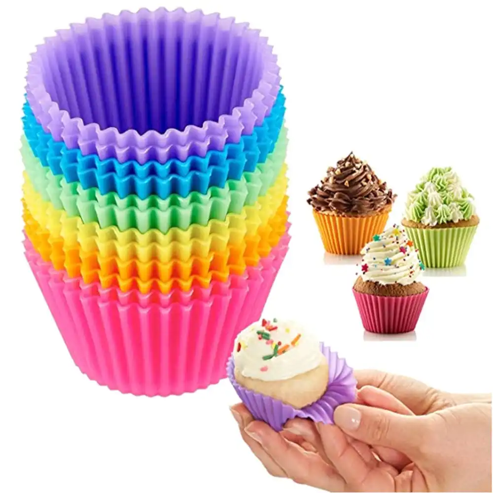 12 Pack Reusable Silicone Baking Cups Muffin Liners
