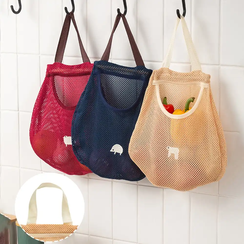 3Pcs Fruit and vegetable storage mesh bag kitchen wall-mounted storage bag