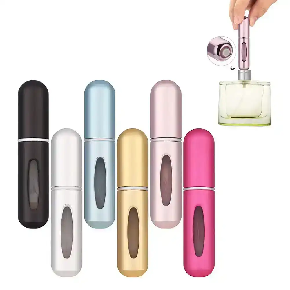 6Pcs 5ml Portable Mini Refillable Perfume Atomizer Bottle Scent Pump Case
