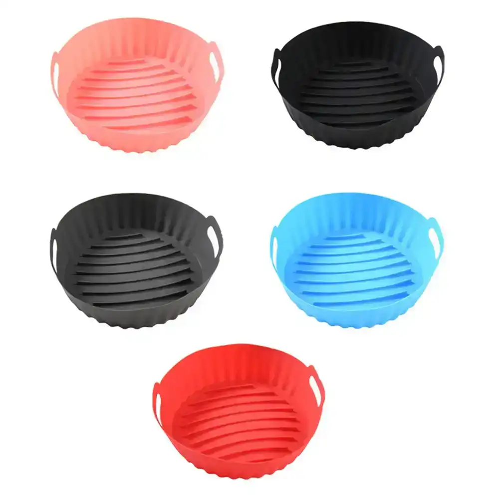 5Pcs Air Fryer Silicone Pot Round Air Fried Pot Silicone Baking Plate Pad