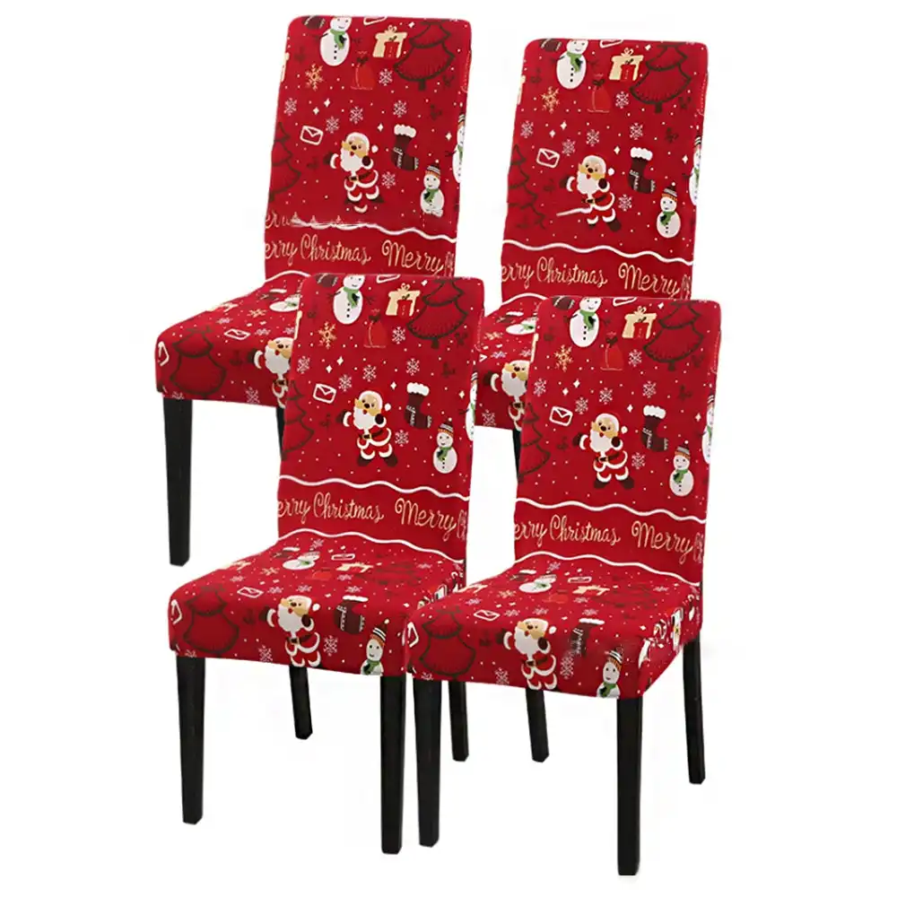 Set of 4 Christmas chair protector cover Stretch Christmas Chair Cover