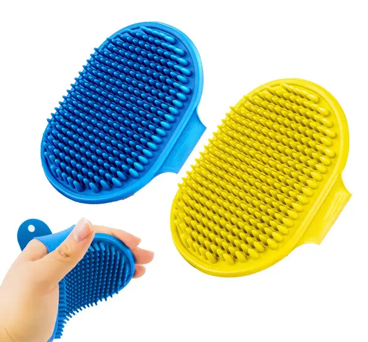 2 Pack Dog Grooming Brush Pet Bath Brush Soothing Massage Rubber Comb