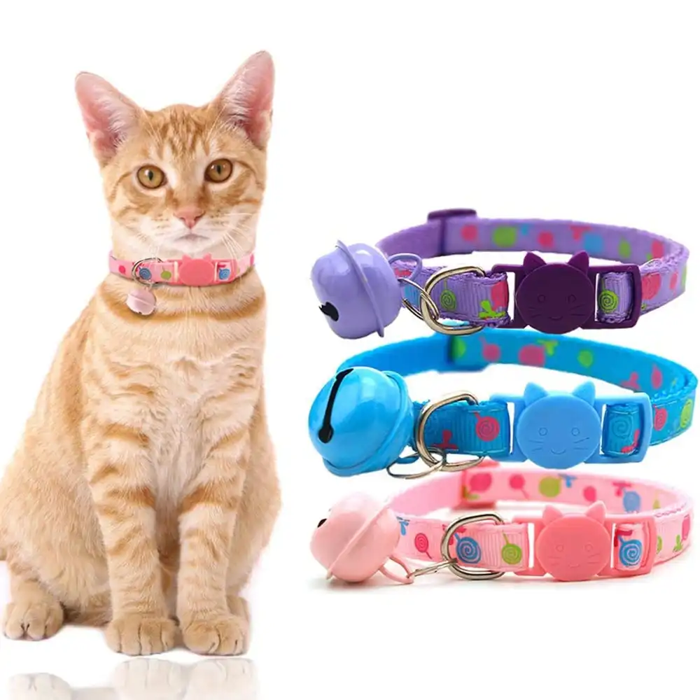 3 Pcs Lollipop Cat Collar With Bell Colorful Pet Collars Accessories For Kitty