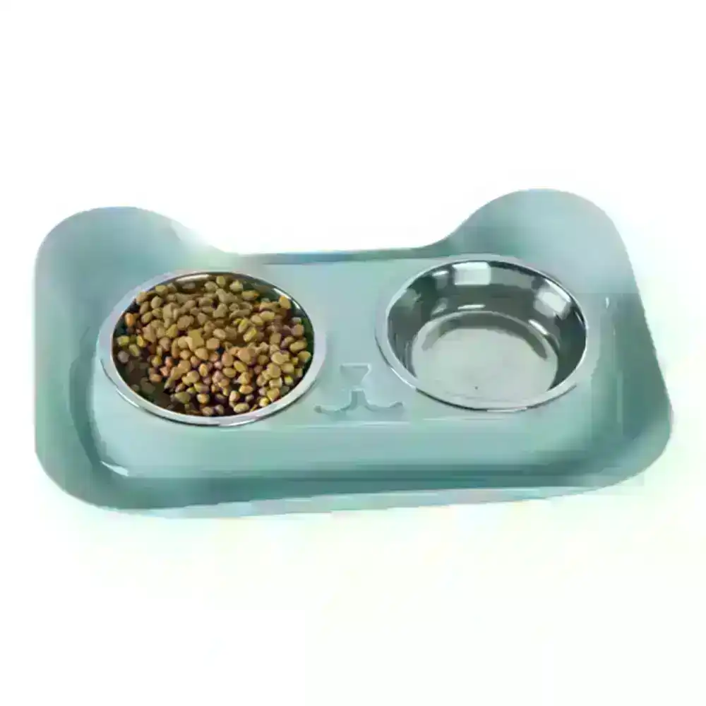 Dual-purpose plastic bowl splash-proof stainless steel pet bowl