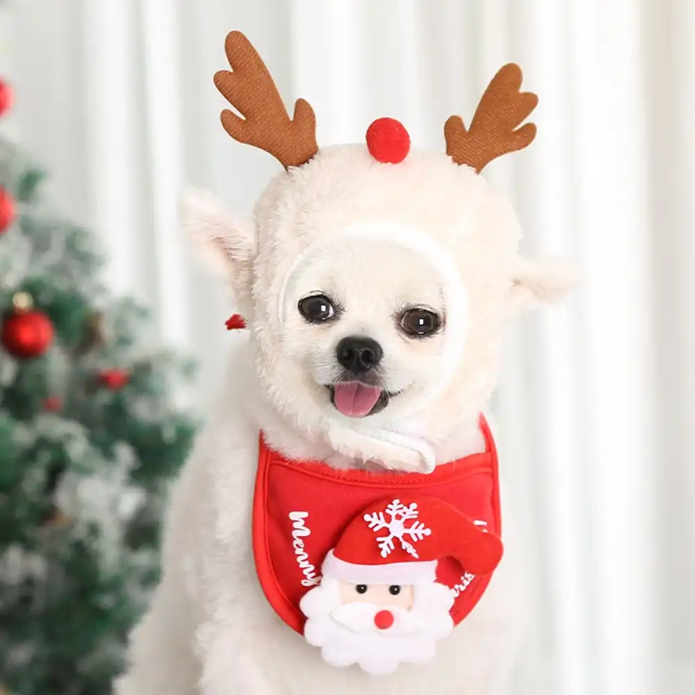 Pet Christmas hat bib Cat Dog Christmas decoration