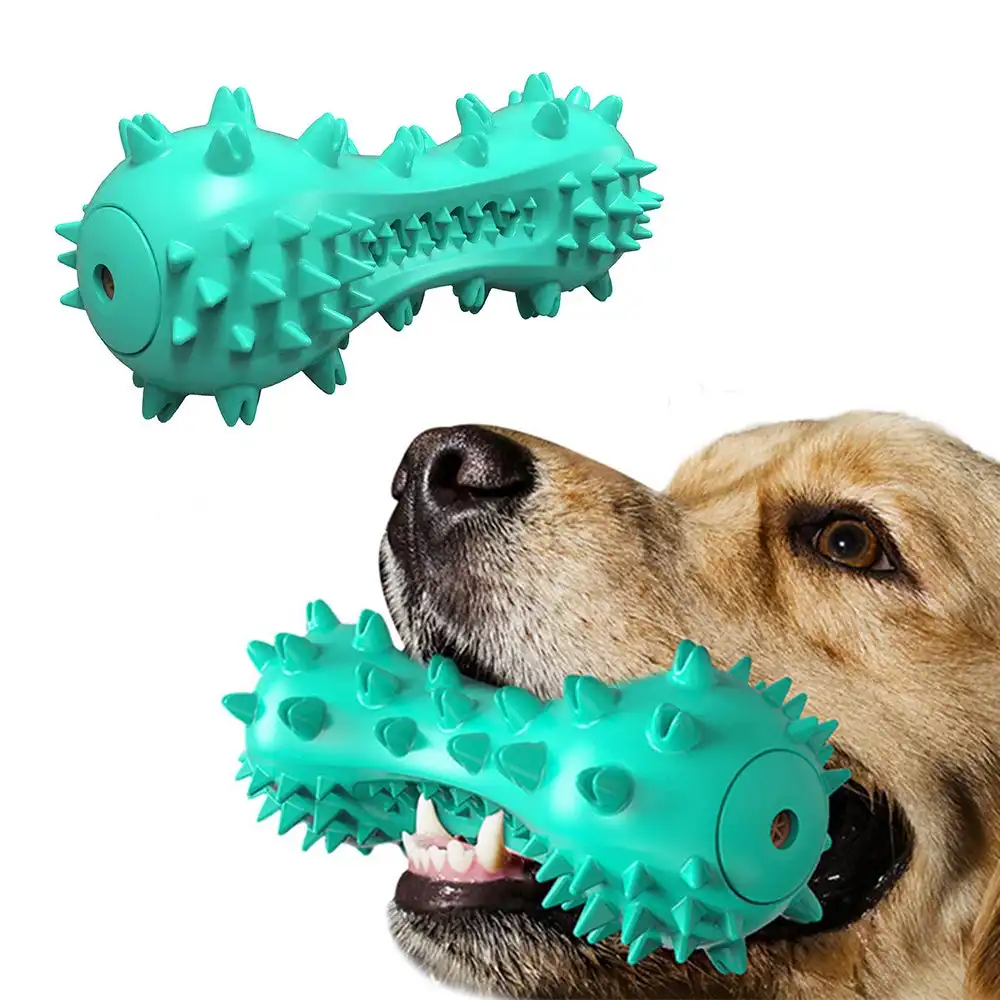Dog Chew Toothbrush Toy - Squeaky Durable Rubber Dog Toys for Teeth Cleaning