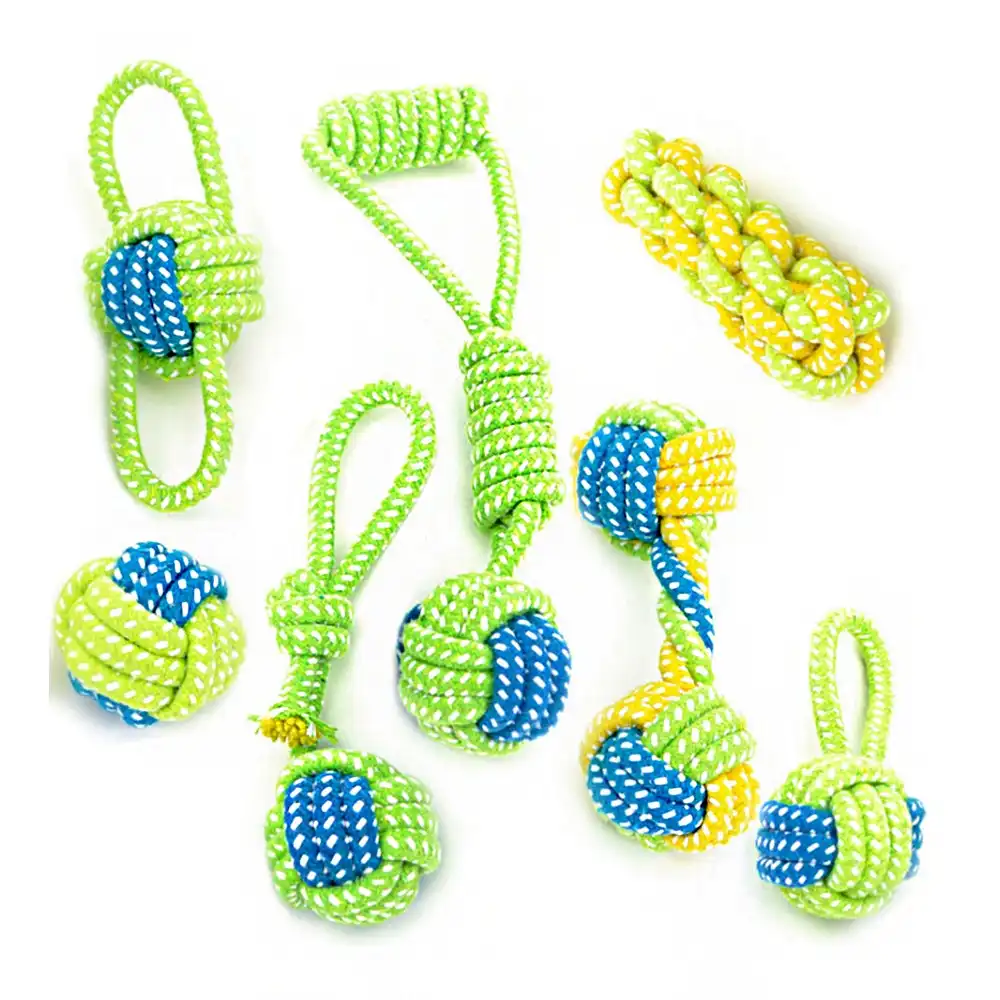 7 Pack Dog Toy Interactive Chewing Rope Ball Toys Set