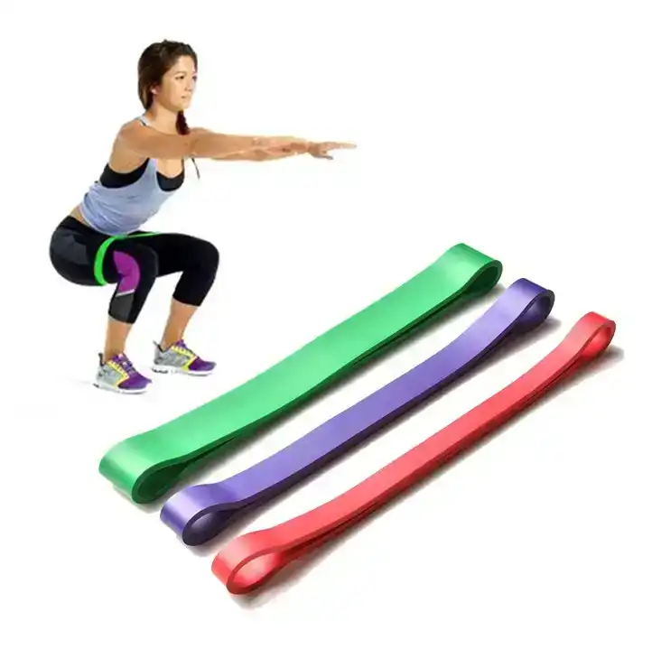 Set of 3 heavy duty resistance band loop power GYM fitness