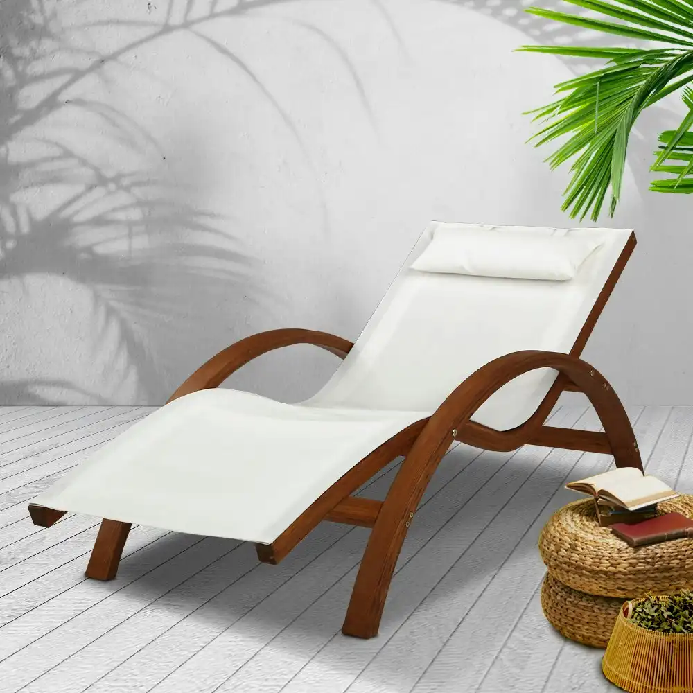 Gardeon Wooden Sun Lounger Lounge Chair Hammock Bed Outdoor Furniture Timber