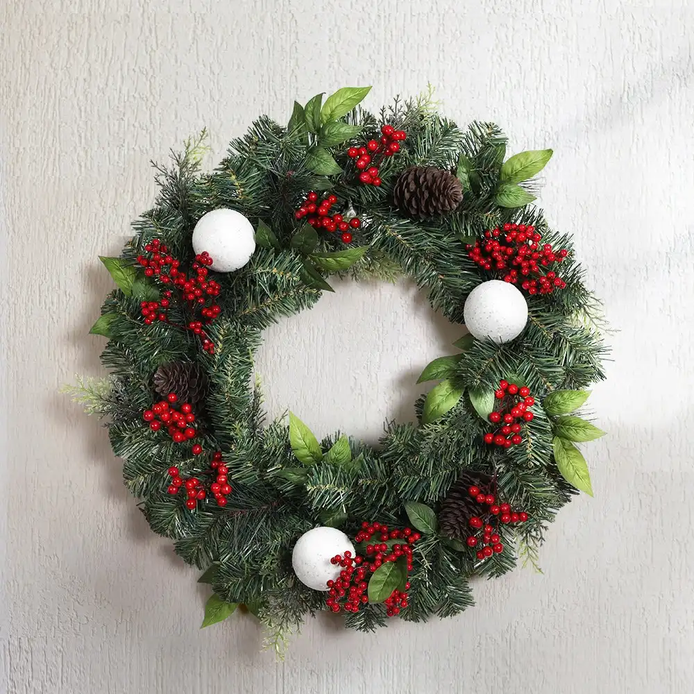 Jingle Jollys 2FT 60CM Christmas Wreath with Decor