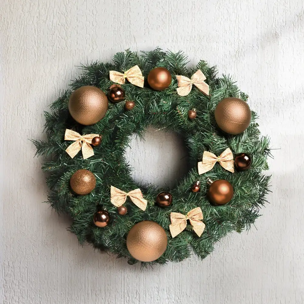 Jingle Jollys Christmas Wreath Garland 60cm Xmas Tree Decoration Green