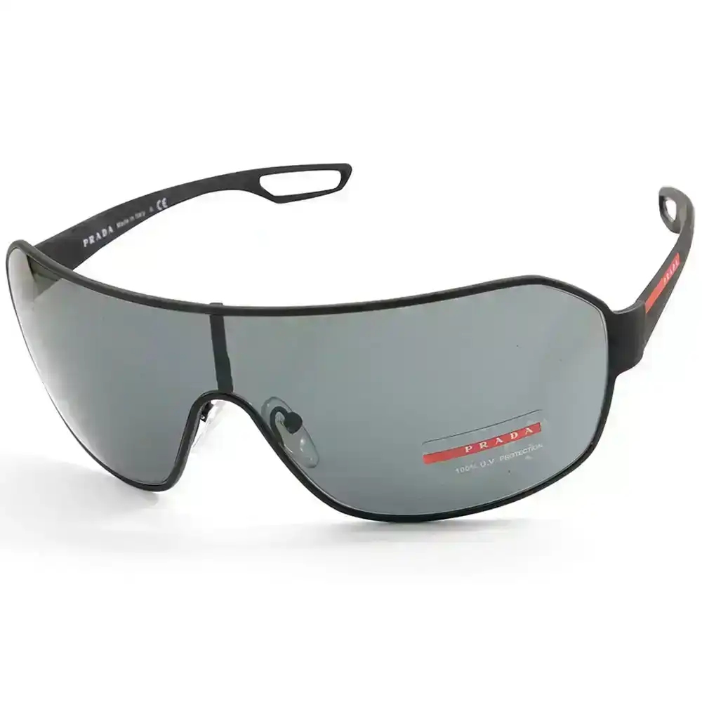 Prada Sport Matte Black Rubber/Grey Shield Sunglasses PS 52QS DG01A1