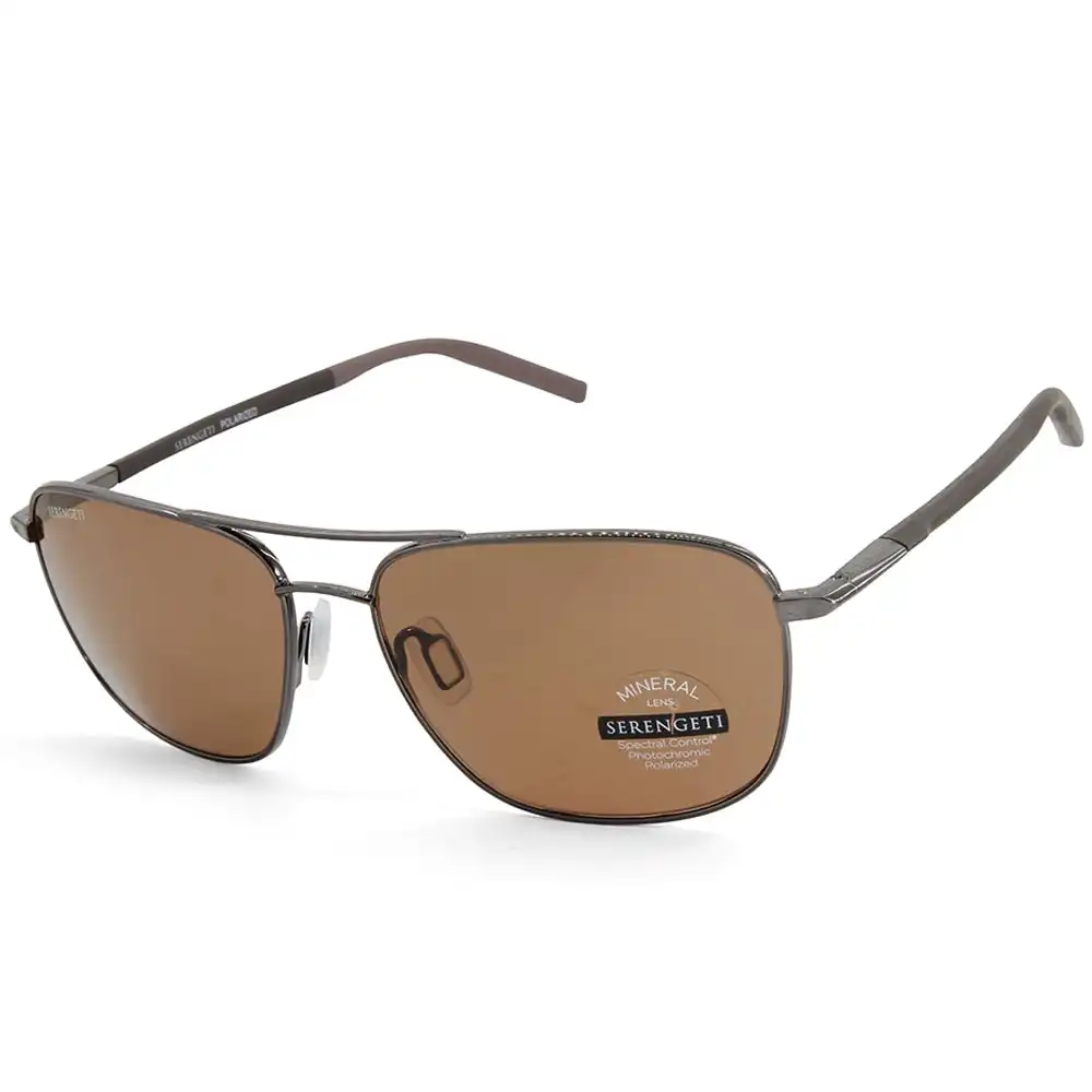 Serengeti Spello Shiny Gunmetal/Brown Mineral Polarised Unisex Sunglasses 8799