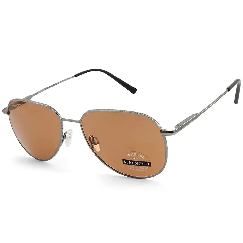 Serengeti Haywood Shiny Gunmetal/Brown Drivers Men's Pilot Sunglasses SS543006