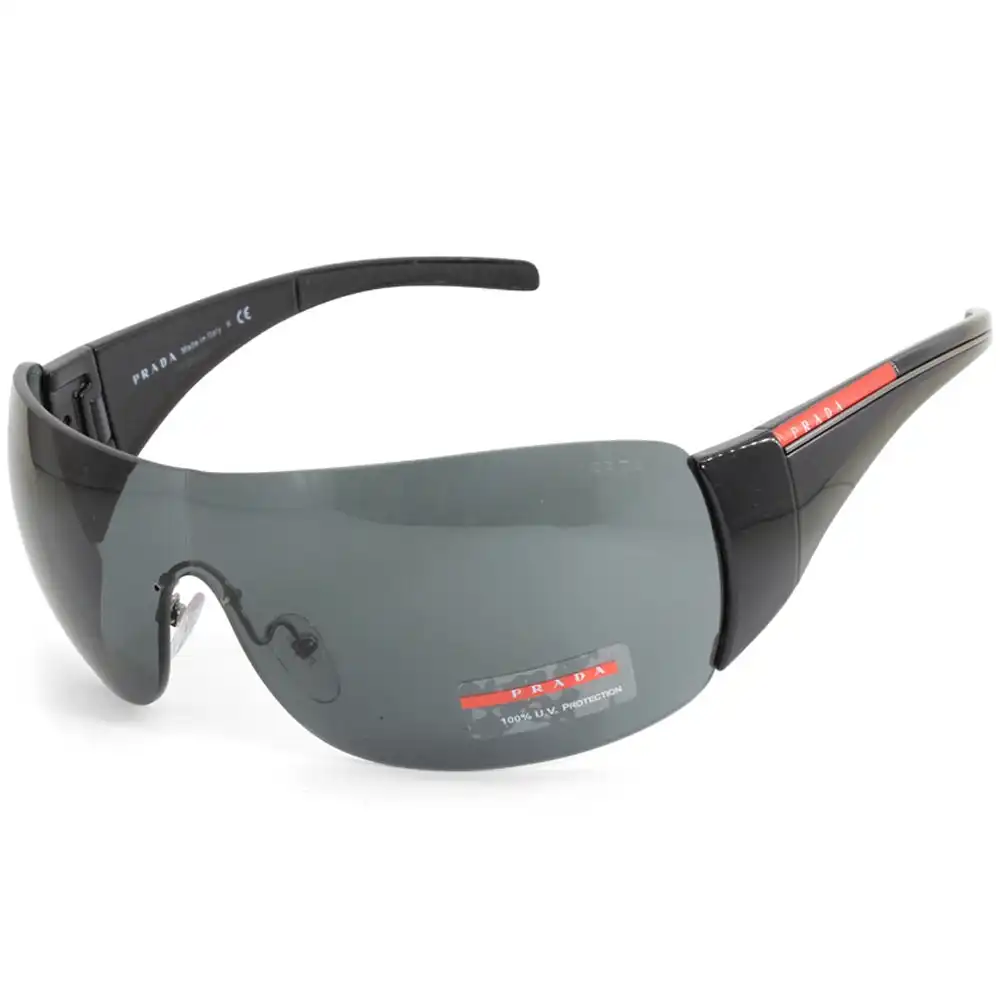 Prada Sport PS02LS 1AB1A1 Black/Grey Unisex Shield Designer Sunglasses