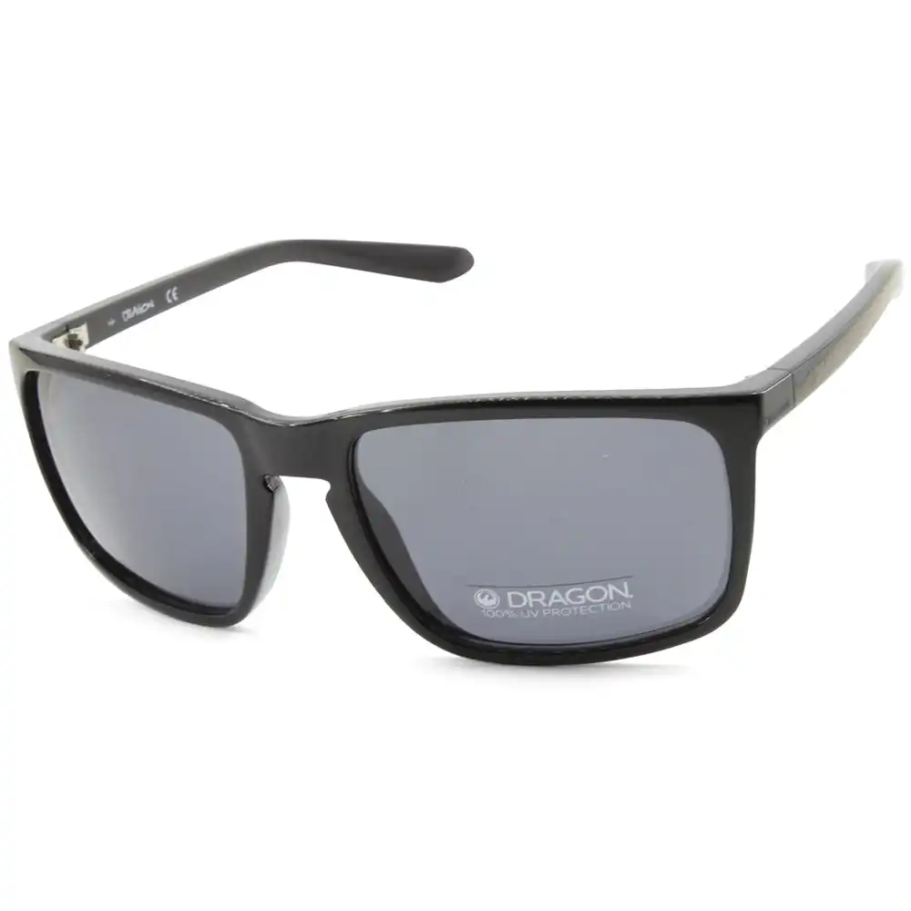 Dragon Melee XL Shiny Black/Grey Smoke Men's Designer Sunglasses