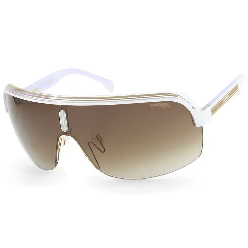 Carrera Topcar 1/N White on Clear/Brown Gradient Unisex Shield Sunglasses P9U/HA
