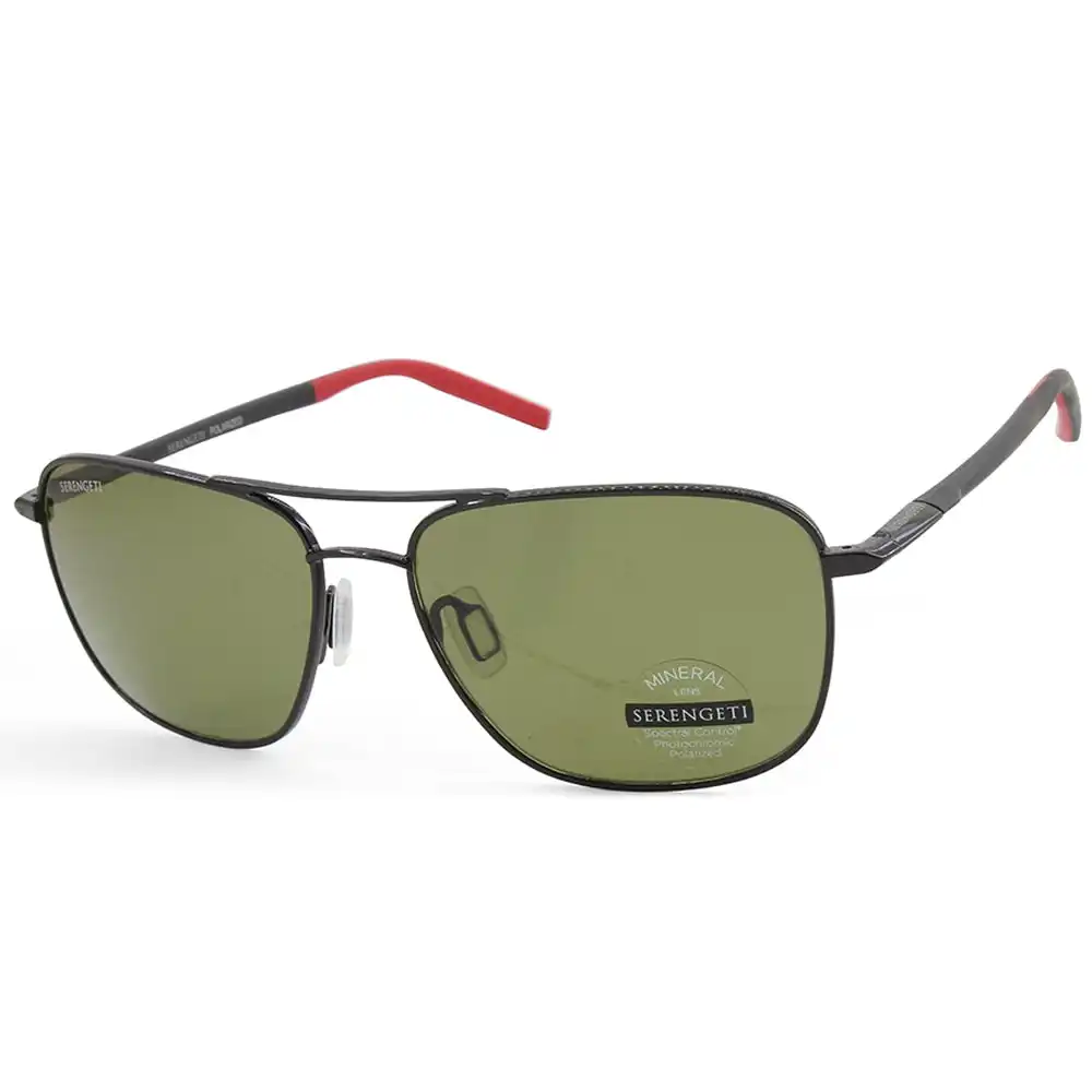 Serengeti Spello Shiny Black/Green 555nm Polarised Men's Sunglasses 8796