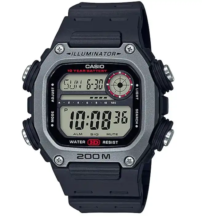 Casio DW-291H-1A Black & Grey 200m Men's Multifunction Digital Sports Watch