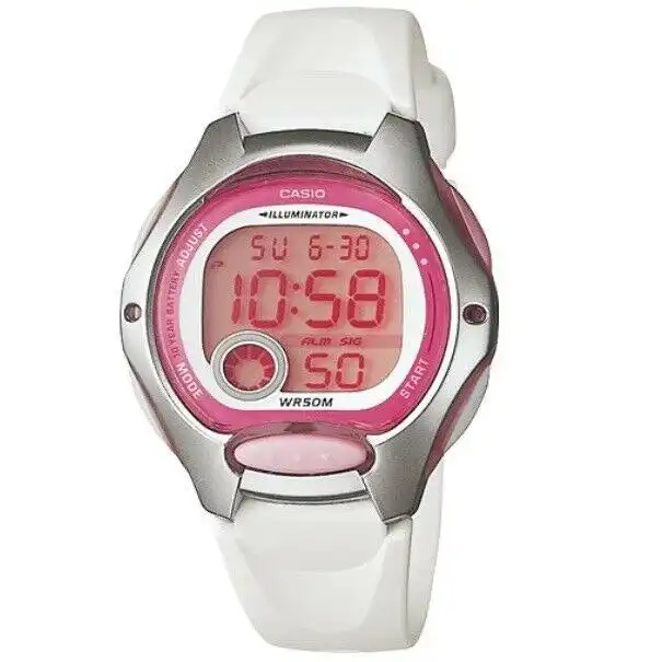 Casio LW-200-7A Silver White Women's or Kid's 50m Digital Sports Watch