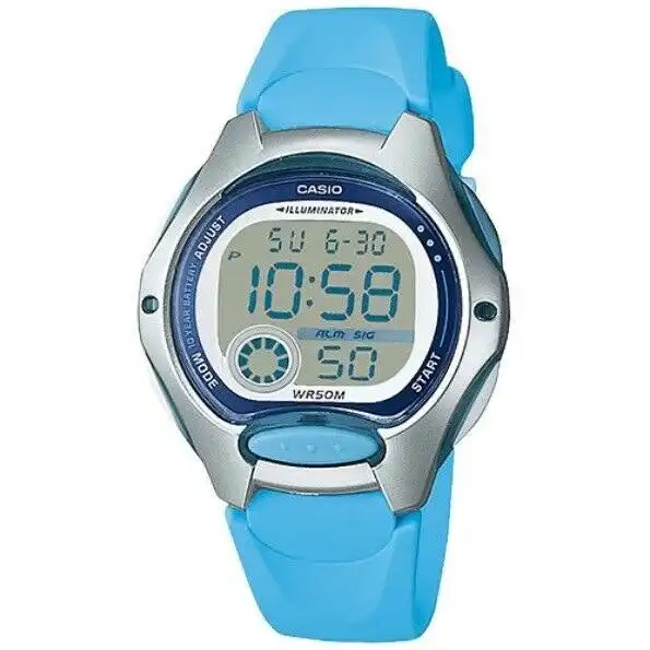 Casio LW-200-2B Silver Light Blue Women's or Kid's 50m Digital Sports Watch