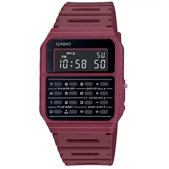 Casio CA-53WF-4B Red Vintage Retro Style Unisex Digital Calculator Watch