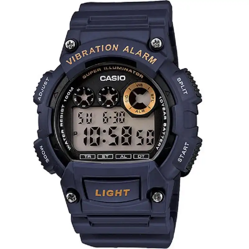 Casio W-735H-2A Dark Blue Men's 100m Multi-function Vibration Alarm Digital Watch