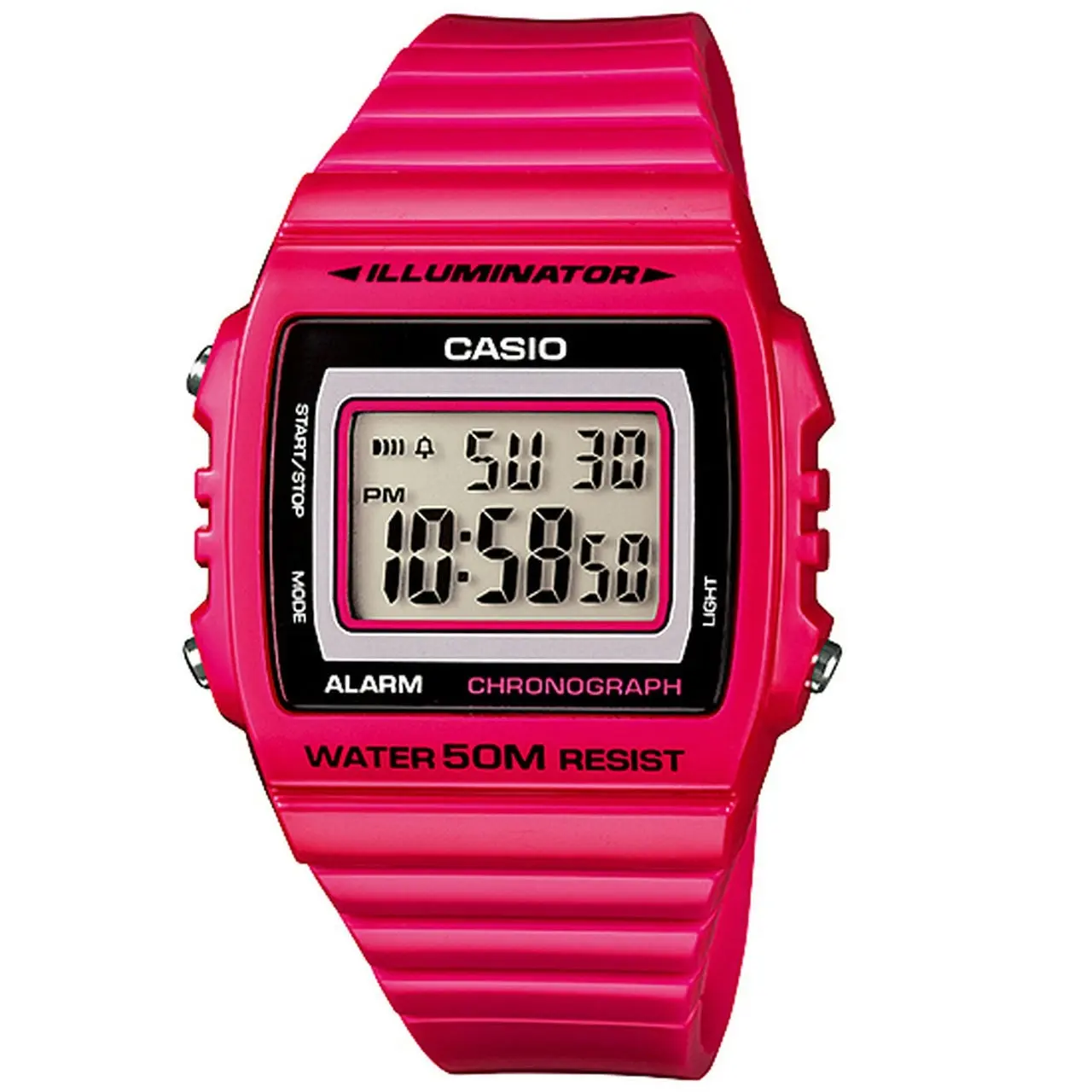 Casio W-215H-4A Shiny Pink 50m Women's Multi-function Digital
