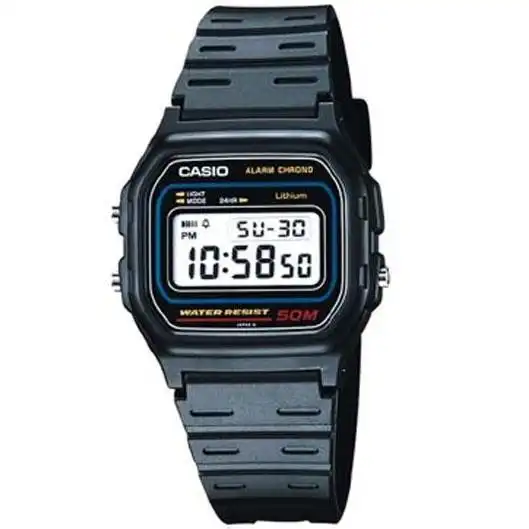 Casio W-59-1 Black Resin Classic 50m Retro Style Unisex Digital Watch