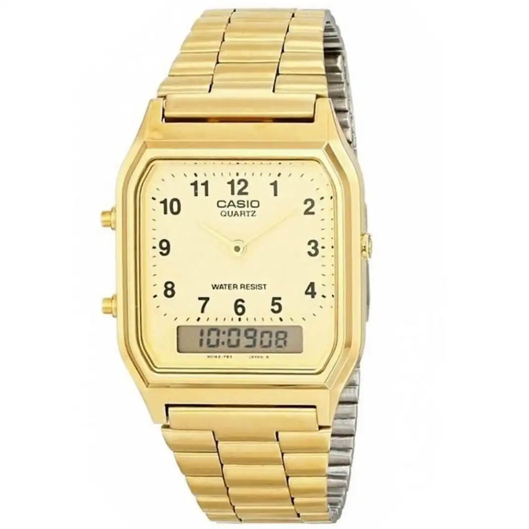 Casio AQ-230GA-9B Gold Dual Time Unisex Analog Digital Watch