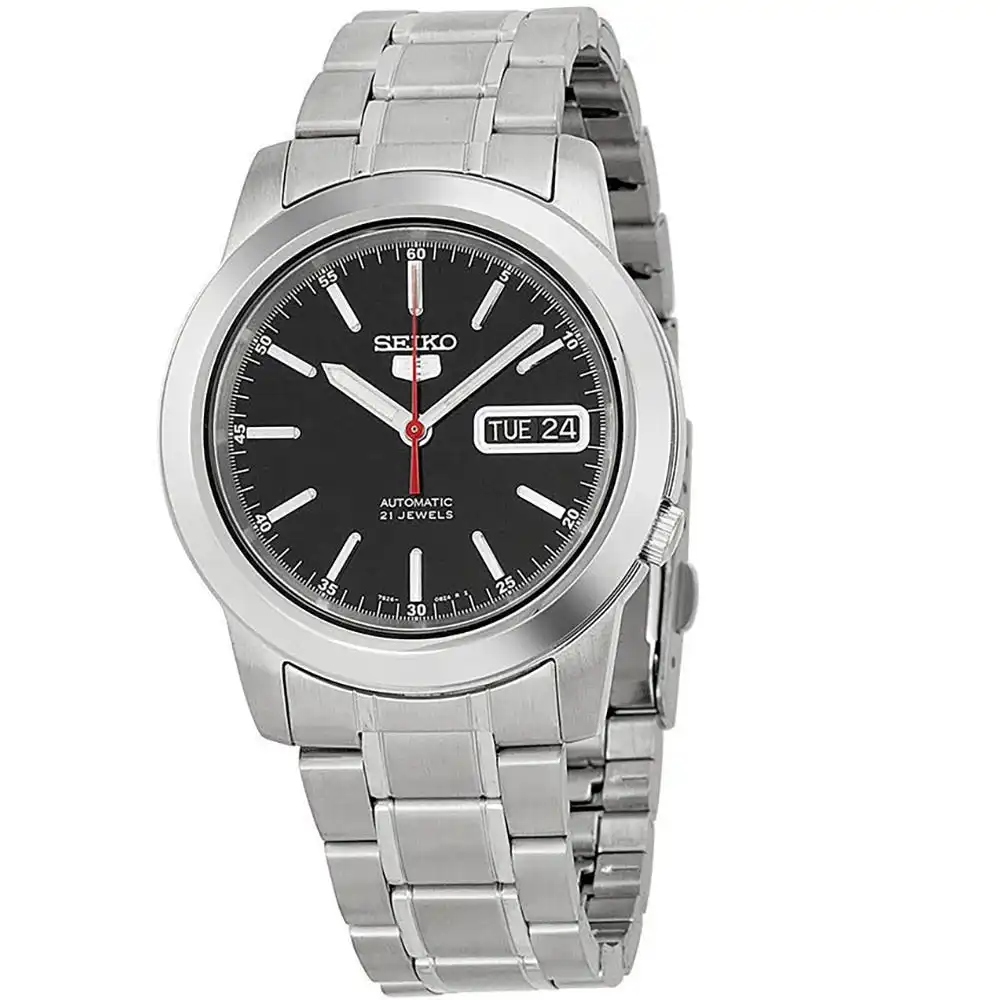 Seiko 5 SNKE53 K1 Silver with Black Dial Stainless Steel Men's Automatic Watch