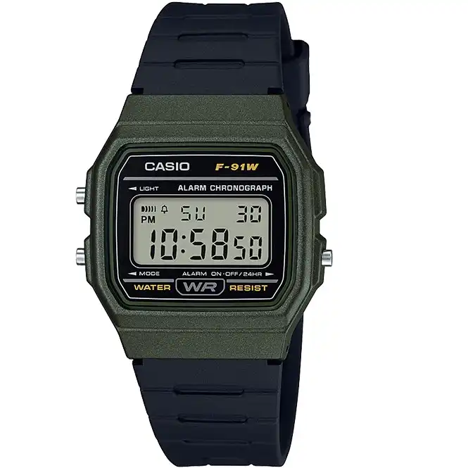 Casio F-91WM-3A Green & Black Multi-Function Unisex Digital Watch