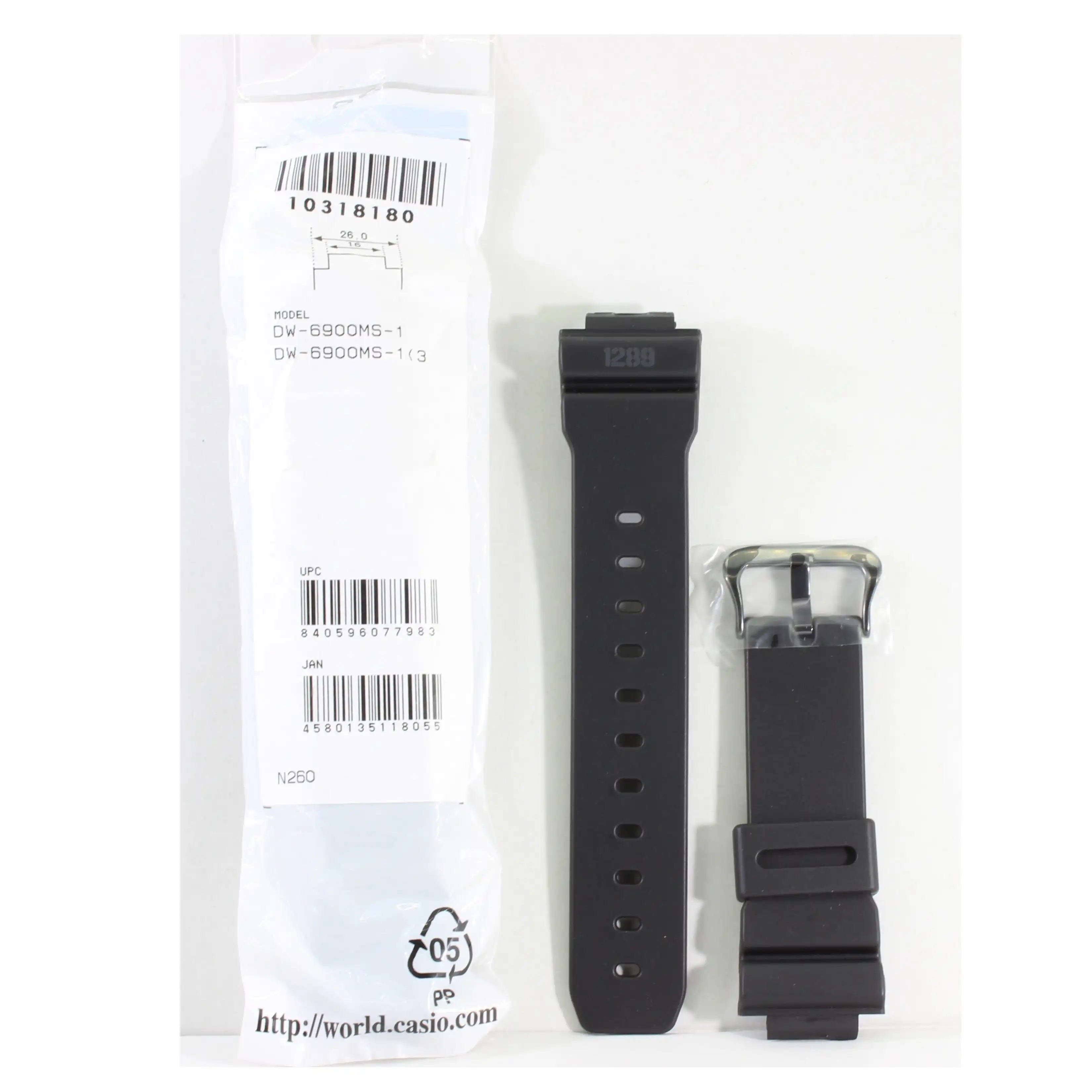 Casio G-Shock Matte Black Genuine Replacement Strap 10318180 to suit DW-6900MS-1