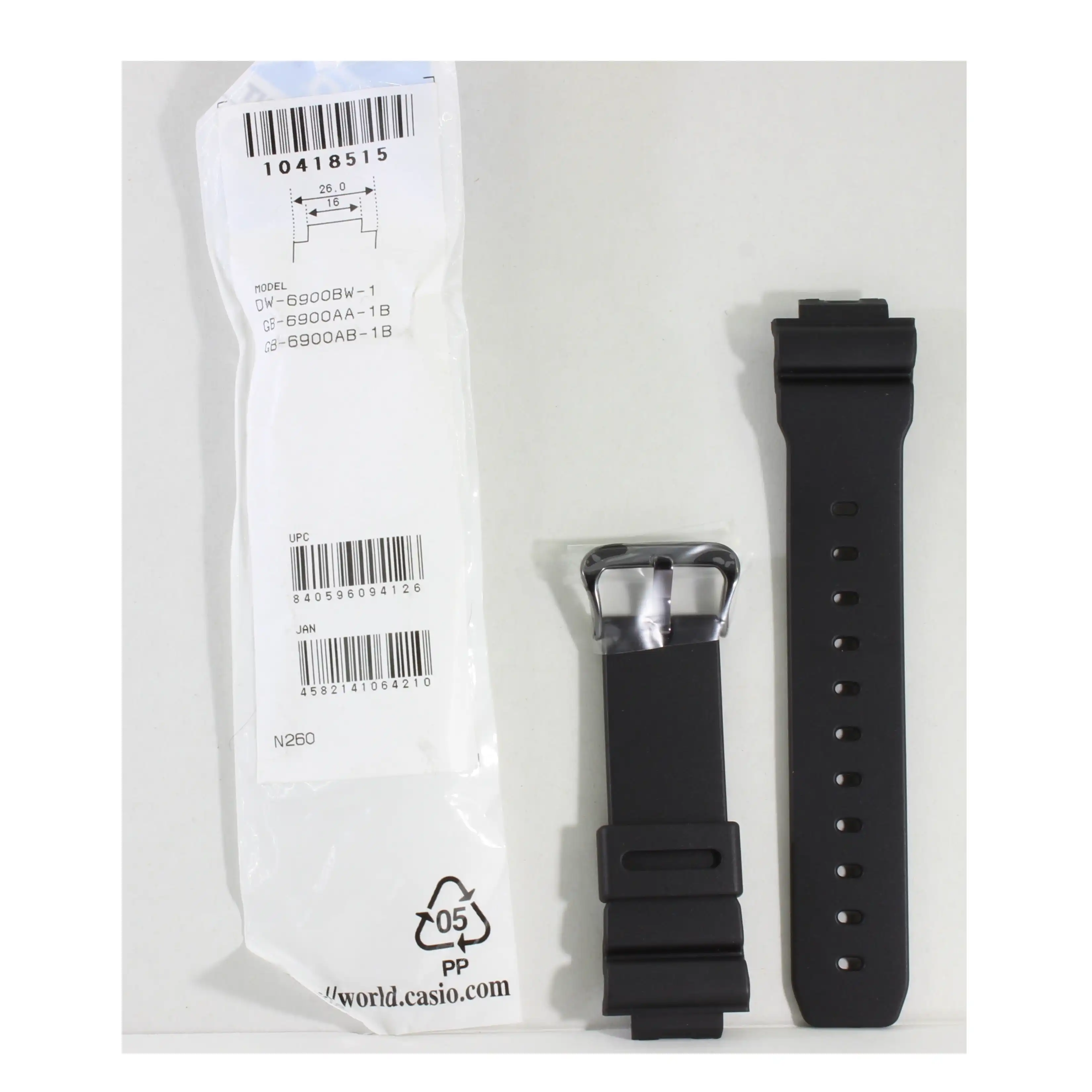 Casio G-Shock Matte Black Genuine Replacement Strap 10418515 to suit DW-6900BW-1
