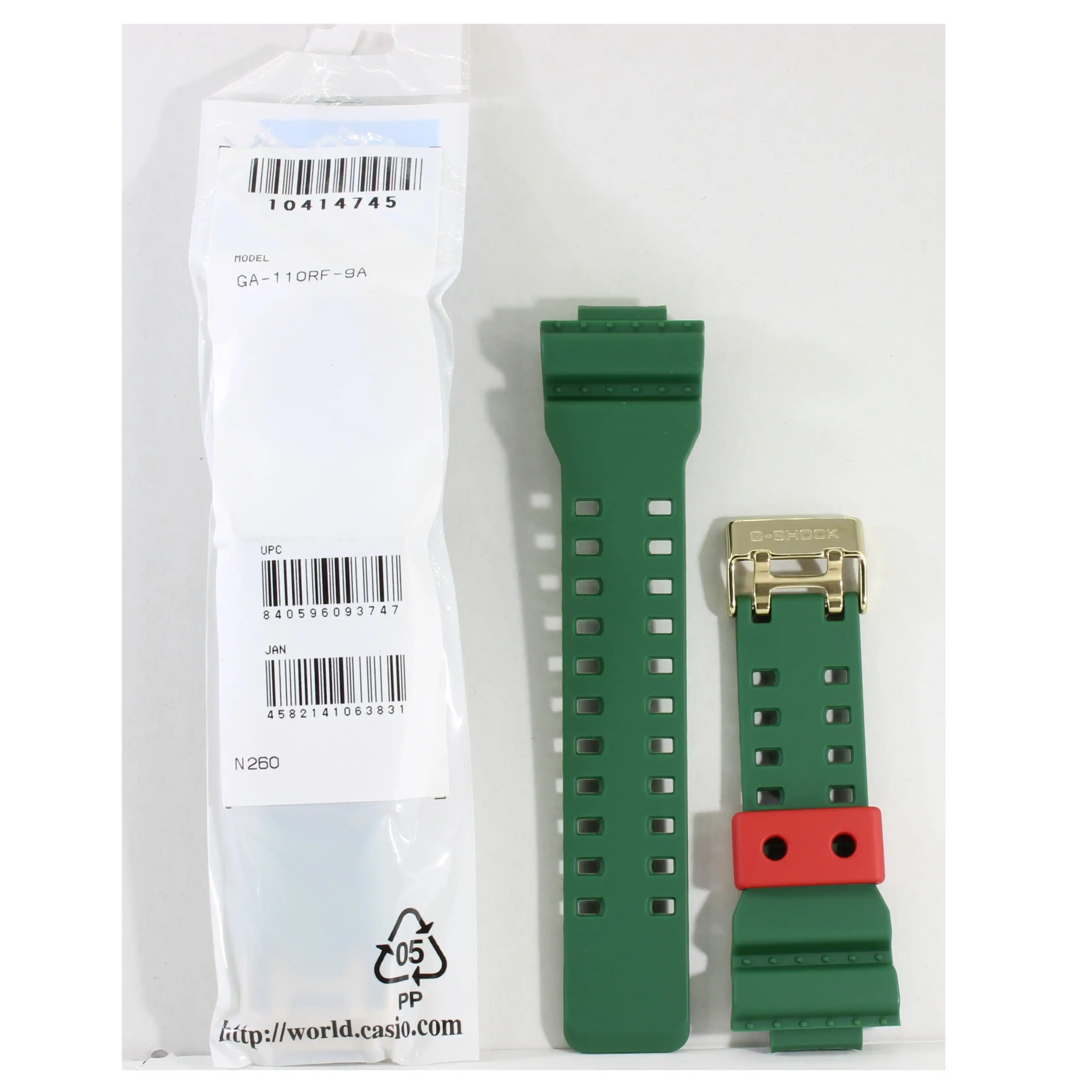 Casio G-Shock Shiny Green Genuine Replacement Strap 10414745 to suit GA-110RF-9A Rastafarian