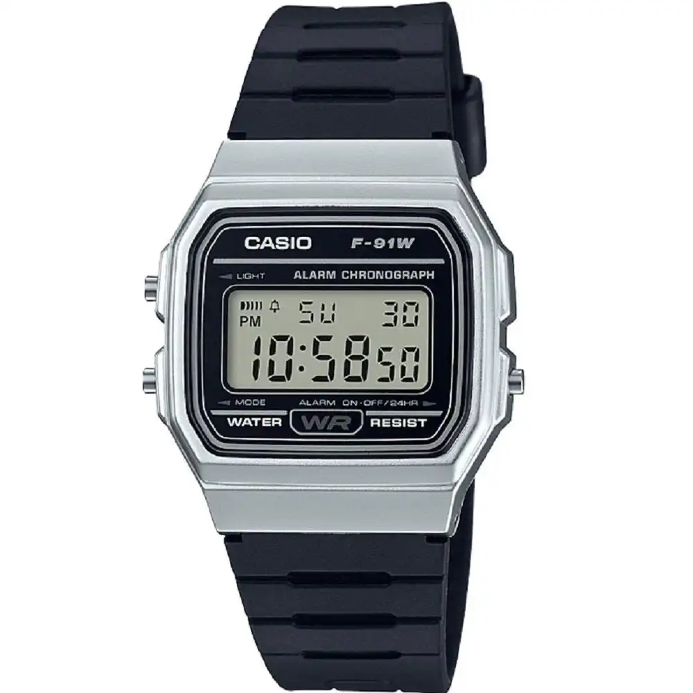 Casio F-91WM-7A Silver & Black Multi-Function Unisex Digital Watch