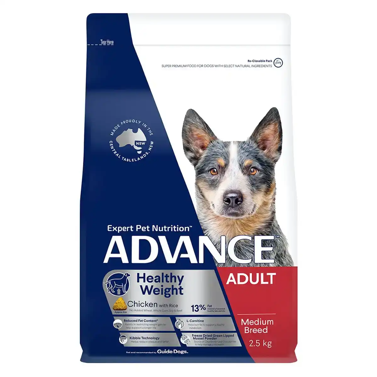 ADVANCE Healthy Weight Adult Medium Breed Chicken with Rice Dog Dry Food 2.5 Kg