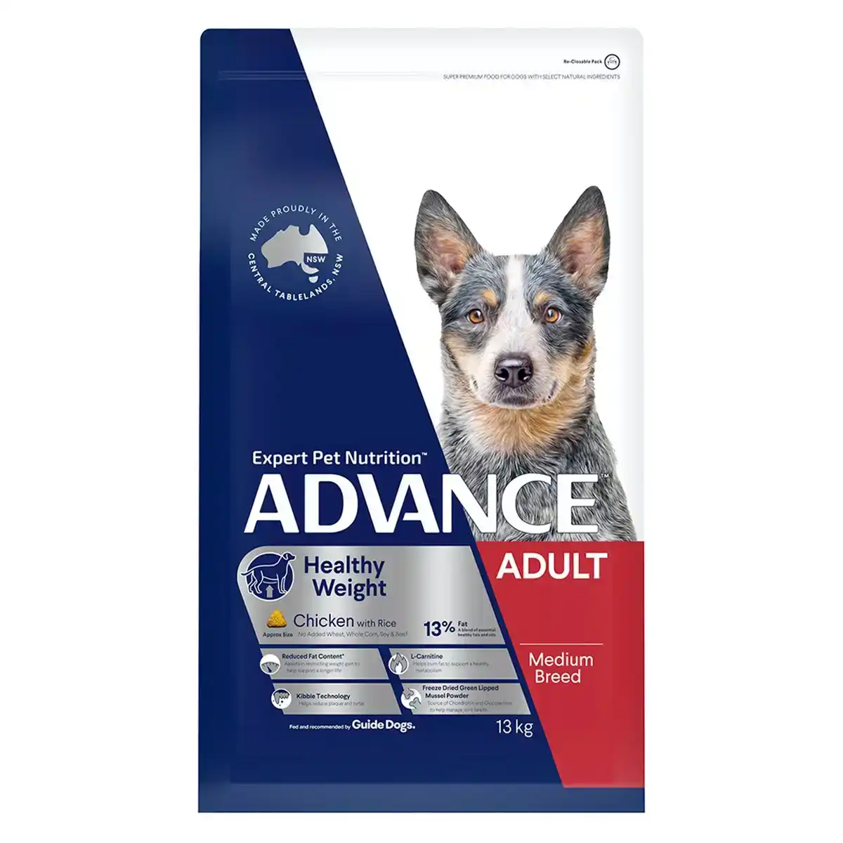 ADVANCE Healthy Weight Adult Medium Breed Chicken with Rice Dog Dry Food 13 Kg