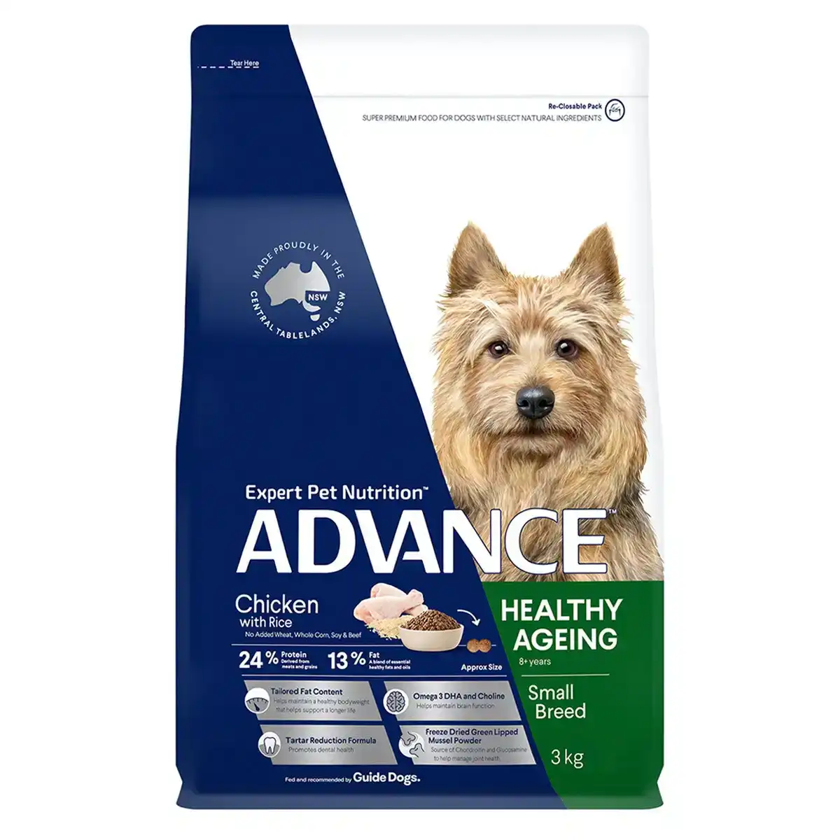 ADVANCE Healthy Ageing Small Breed Chicken with Rice Dry Dog Food 3 Kg