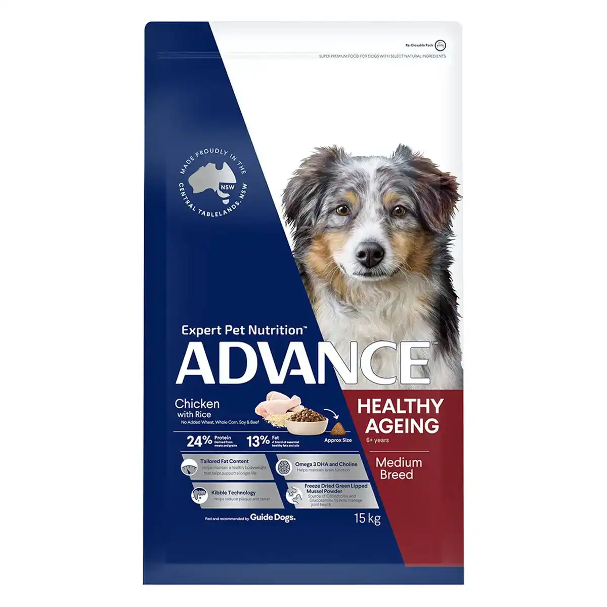 ADVANCE Healthy Ageing Medium Breed Chicken with Rice Dry Dog Food 15 Kg