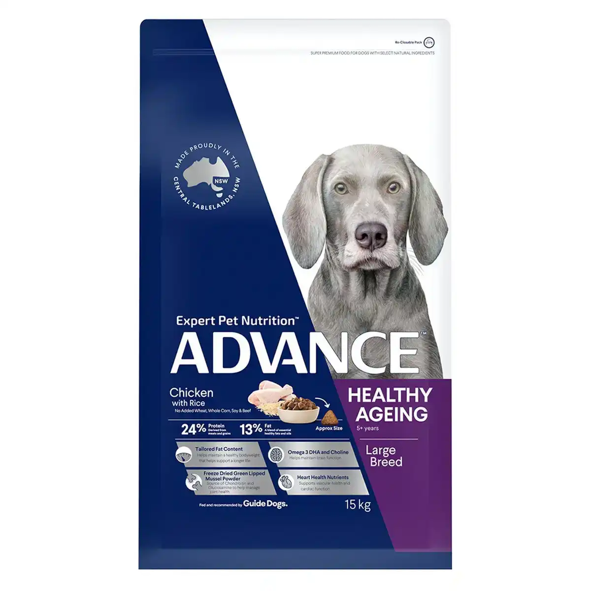 ADVANCE Healthy Ageing Large Breed Chicken with Rice Dry Dog Food 15 Kg
