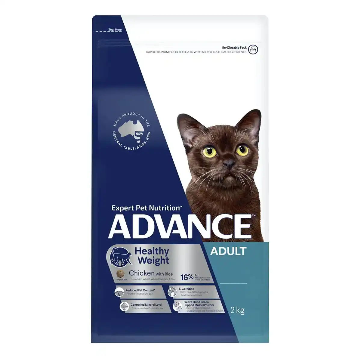 ADVANCE Healthy Weight Adult Cat Chicken with Rice Dry Cat Food 2 Kg