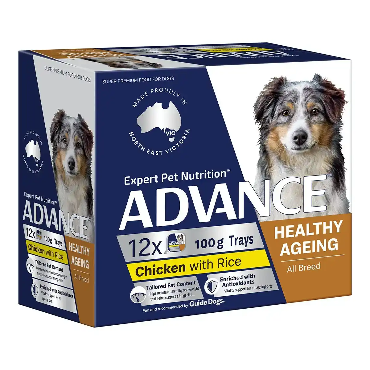 ADVANCE Healthy Ageing Adult All Breed Chicken with Rice Trays Wet Dog Food (100G*12) 1 Pack