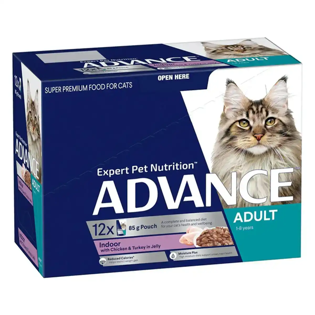 ADVANCE Indoor Adult Chicken & Turkey in Jelly Pouches Wet Cat Food (85G*12) 1 Pack