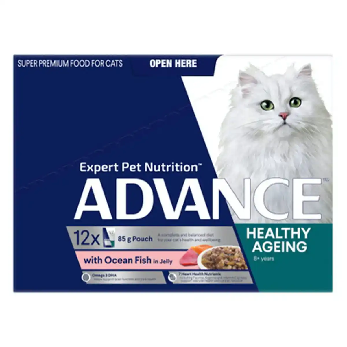 ADVANCE Healthy Ageing Ocean Fish in Jelly Pouches Wet Cat Food (85G*12) 1 Pack