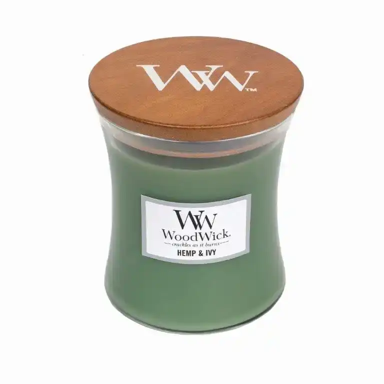 WoodWick Candle Medium 275g - Hemp & Ivy