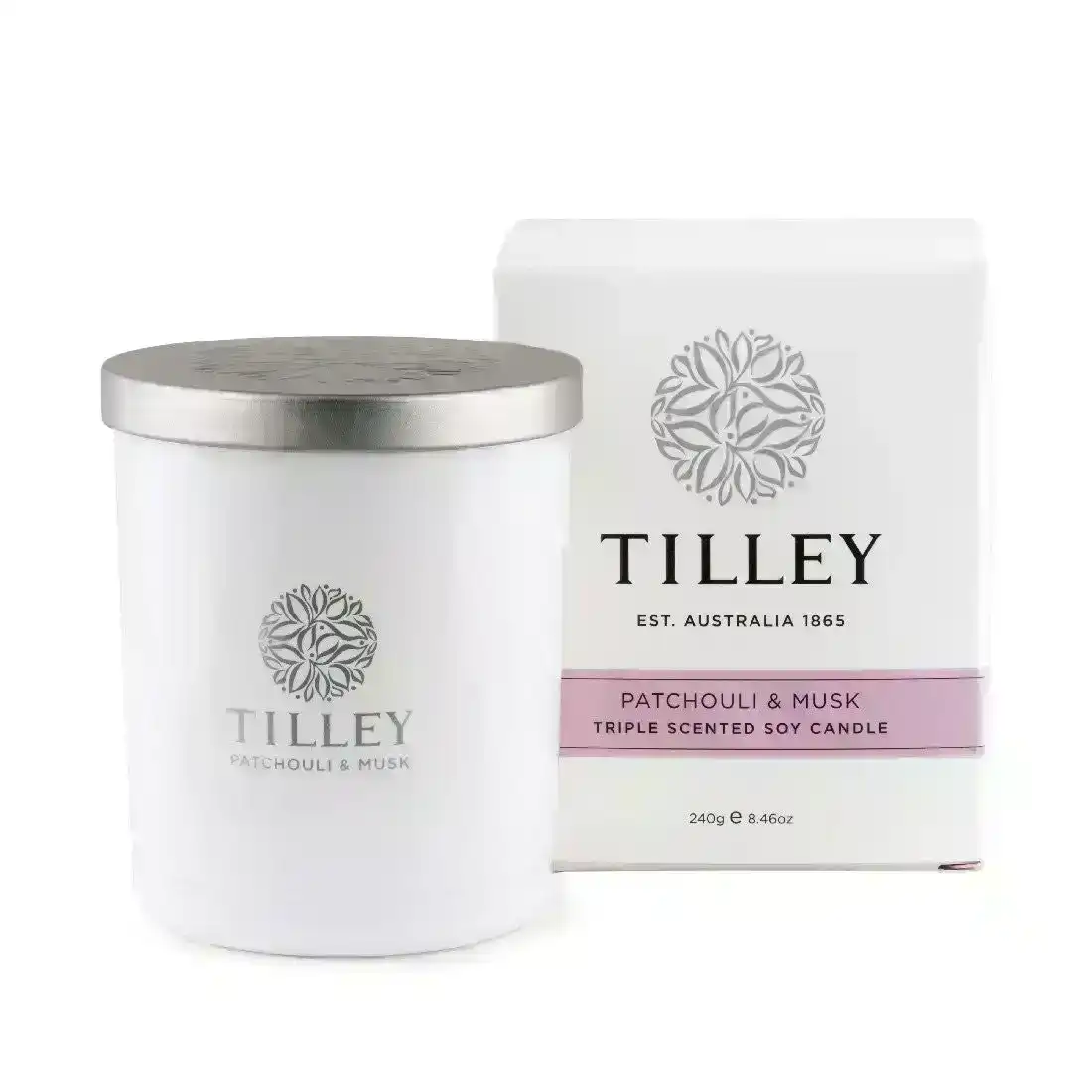 Tilley Classic White - Soy Candle 240g - Patchouli & Musk
