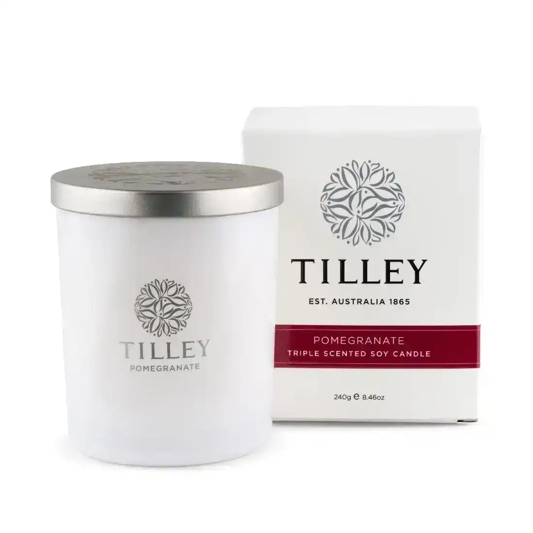 Tilley Classic White - Soy Candle 240g - Pomegranate