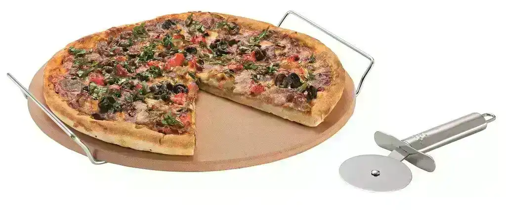 Avanti Pizza Stone W Rack/Cutter 33cm