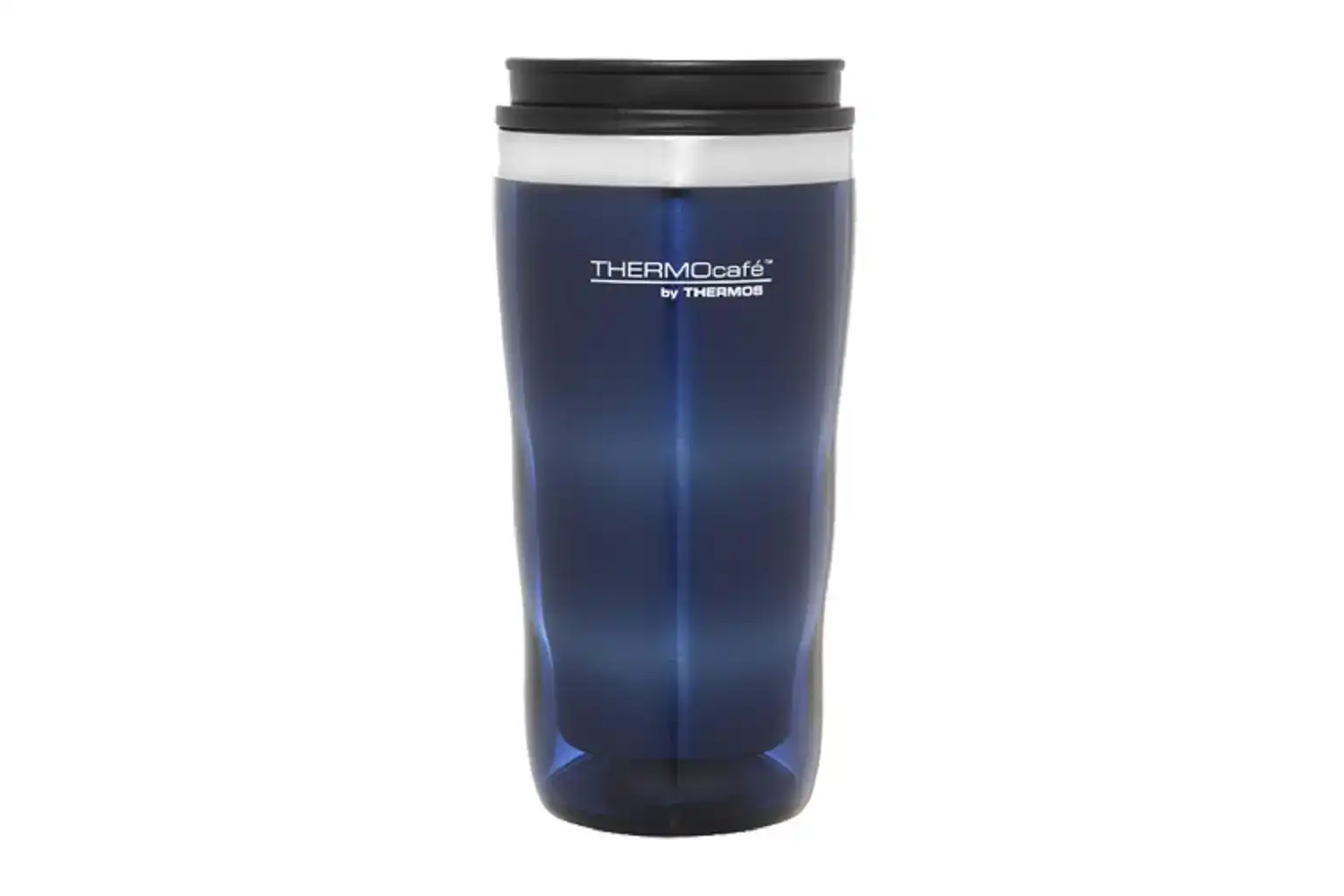 Thermos Thermocafe Travel Tumbler Stainless Steel Inner Plastic Outer 470ml - Blue